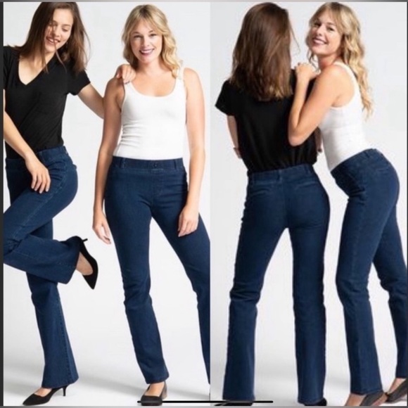 Betabrand Yoga Denim Straight Leg Large Petite - Picture 8 of 8